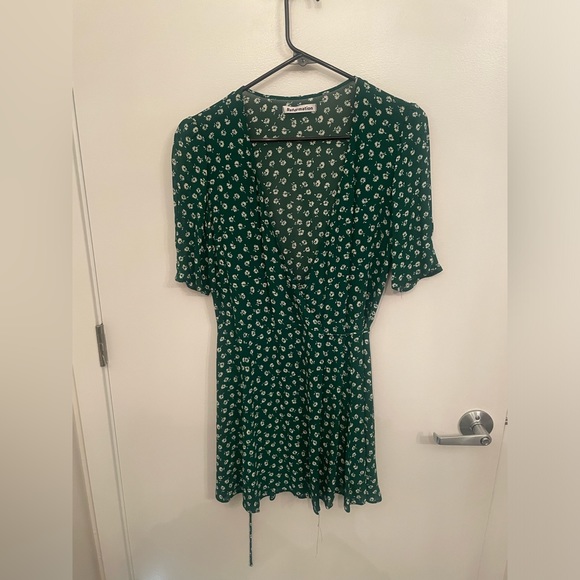 Green flowered Reformation dress. XL but runs small and short. - Picture 1 of 3